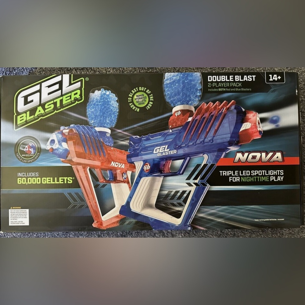 NEW - Gel Blaster Nova 2 Pack Toy Gun with 60,000 Gellets & Safety Glasses